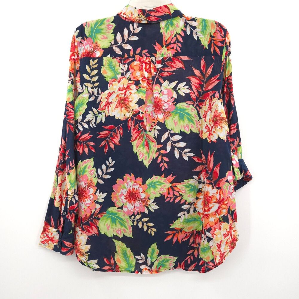 Talbots floral button down Size M 100% cotton - image 8